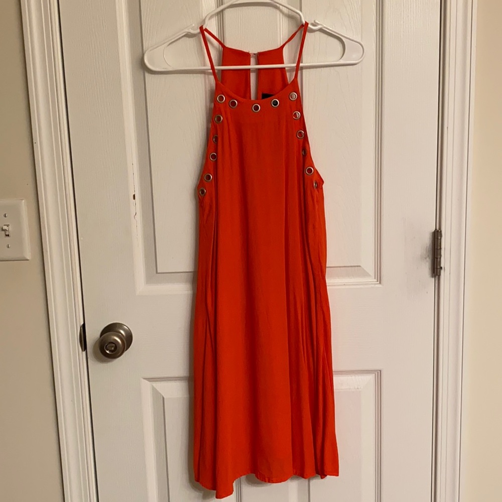 Lulu’s Fully-Lined Sexy Orange Dress Grommets Spaghetti Straps Cotton-blend XS